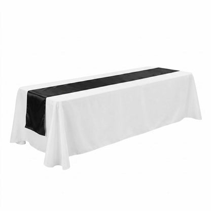 Table Tek Black Satin Table Runner - 12" x 108" - 10 count box