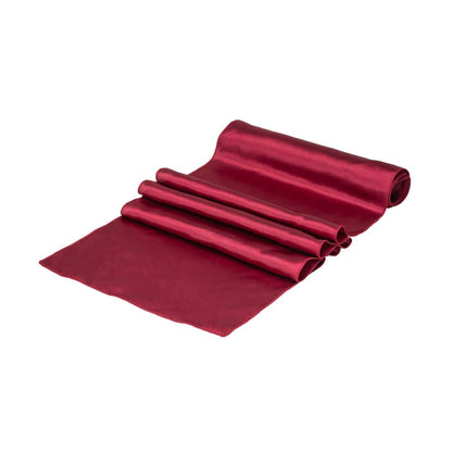 Table Tek Dark Burgundy Satin Table Runner - 12" x 108" - 1 count box