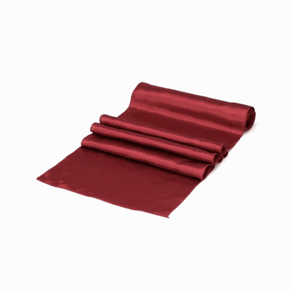 Table Tek Dark Burgundy Satin Table Runner - 12" x 108" - 1 count box