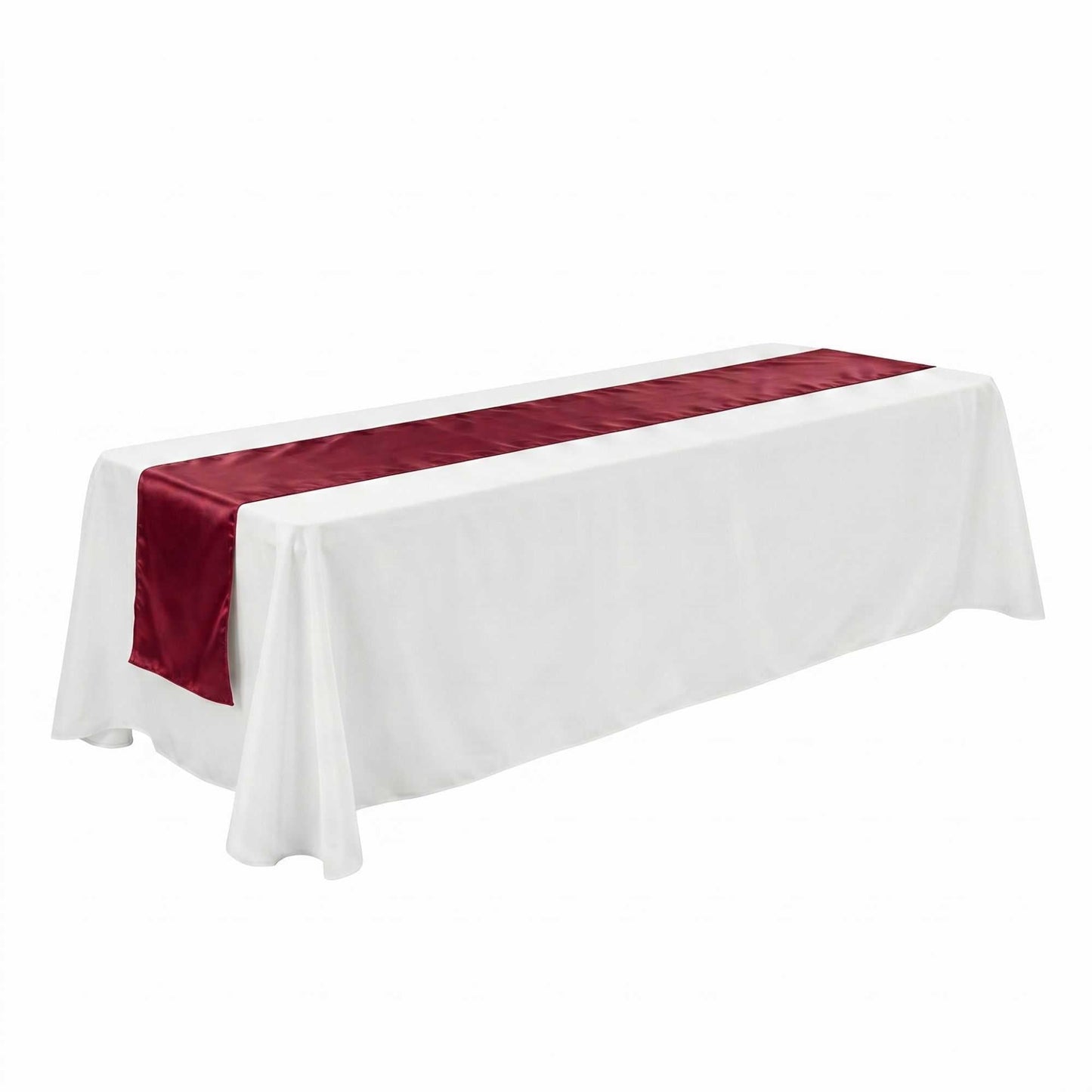 Table Tek Dark Burgundy Satin Table Runner - 12" x 108" - 10 count box