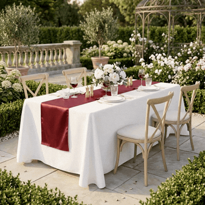 Table Tek Dark Burgundy Satin Table Runner - 12" x 108" - 10 count box