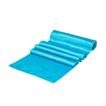 Table Tek Sky Blue Satin Table Runner - 12" x 108" - 1 count box