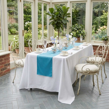 Table Tek Sky Blue Satin Table Runner - 12" x 108" - 1 count box