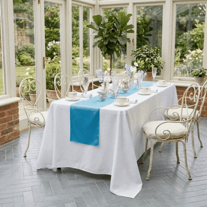 Table Tek Sky Blue Satin Table Runner - 12" x 108" - 1 count box