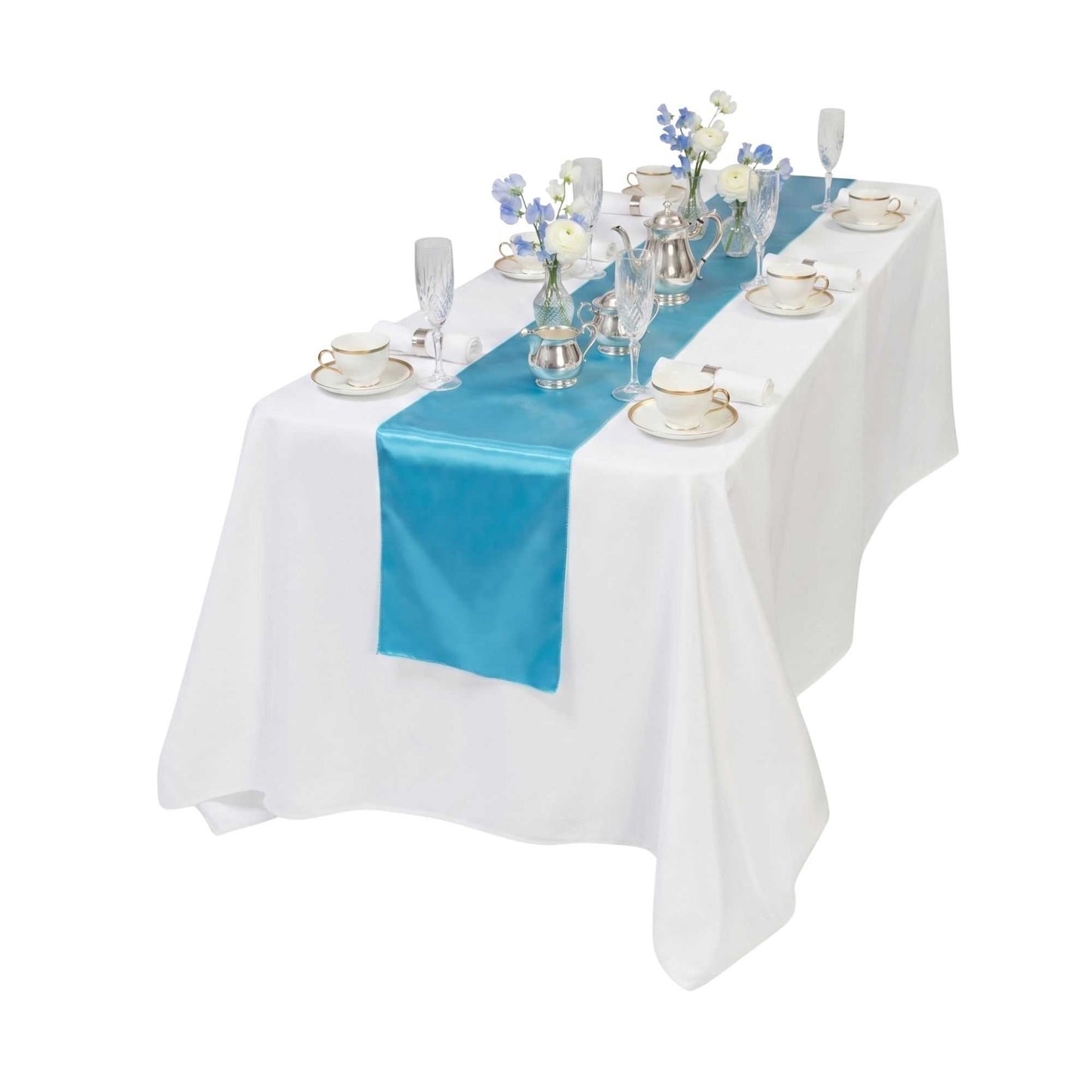 Table Tek Sky Blue Satin Table Runner - 12" x 108" - 10 count box