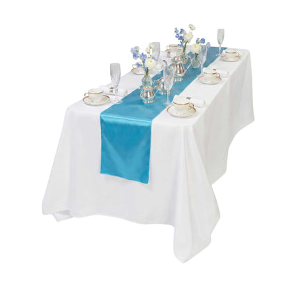 Table Tek Sky Blue Satin Table Runner - 12" x 108" - 10 count box