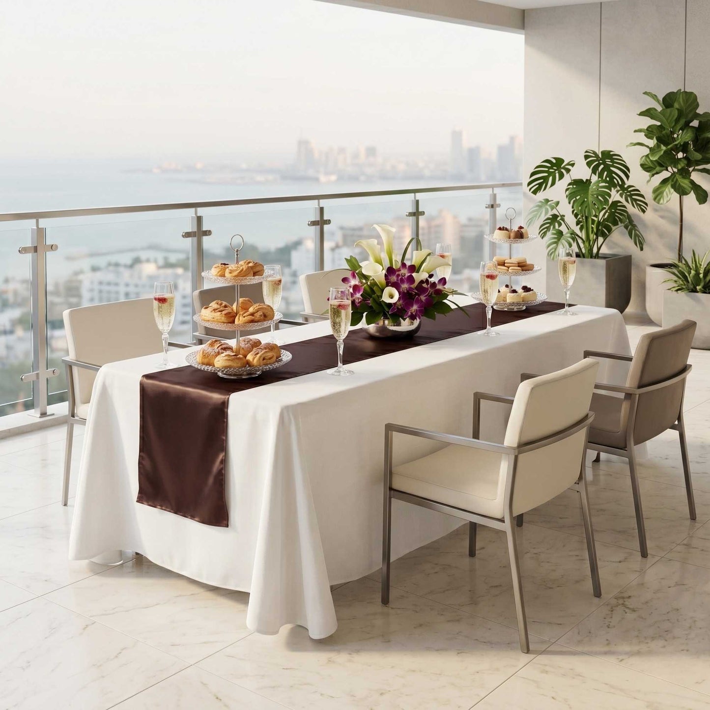 Table Tek Dark Brown Satin Table Runner - 12" x 108" - 1 count box