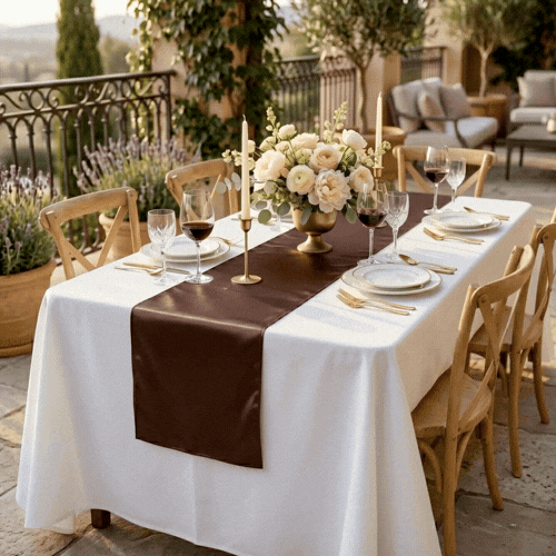Table Tek Dark Brown Satin Table Runner - 12" x 108" - 10 count box