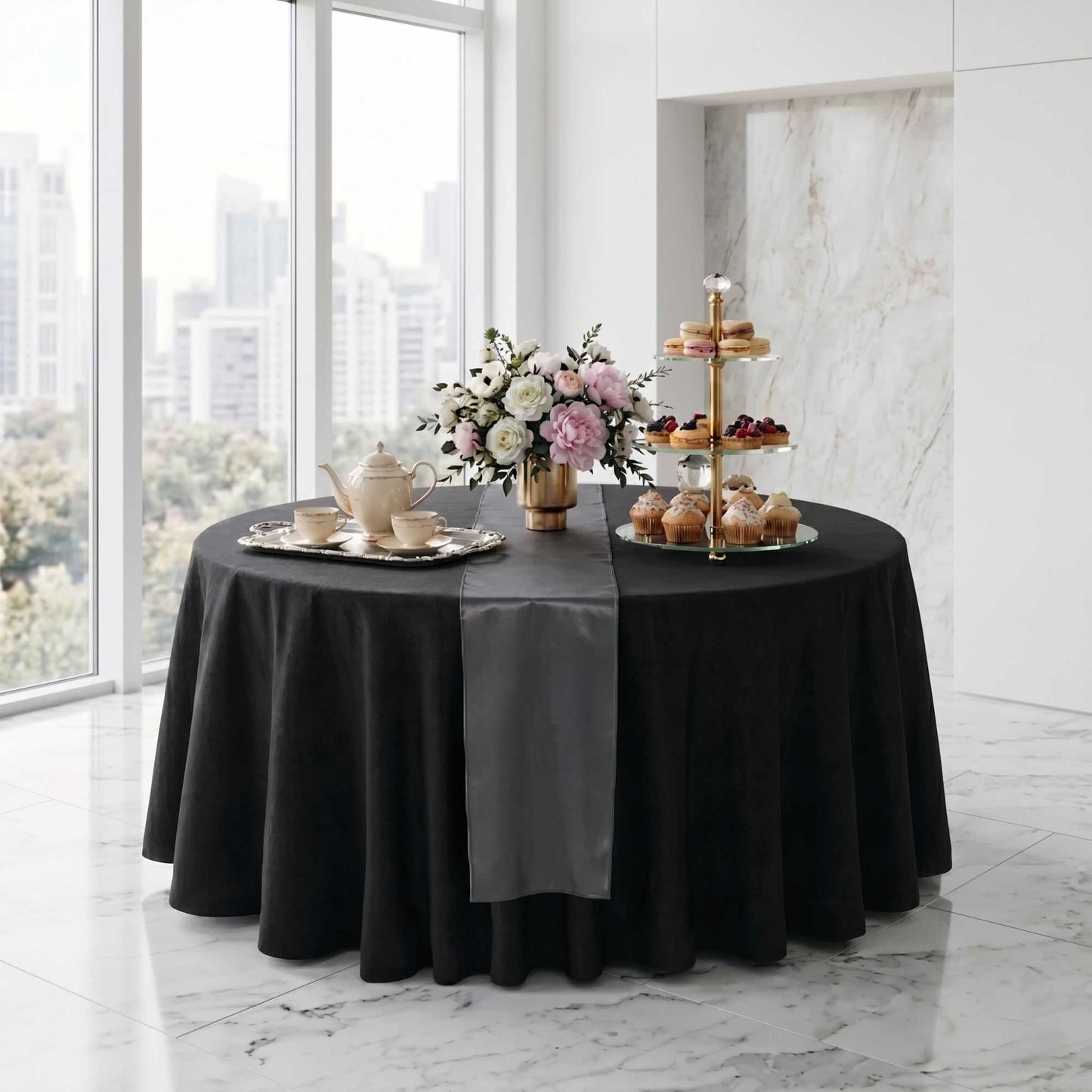 Table Tek Dark Gray Satin Table Runner - 12" x 108" - 1 count box