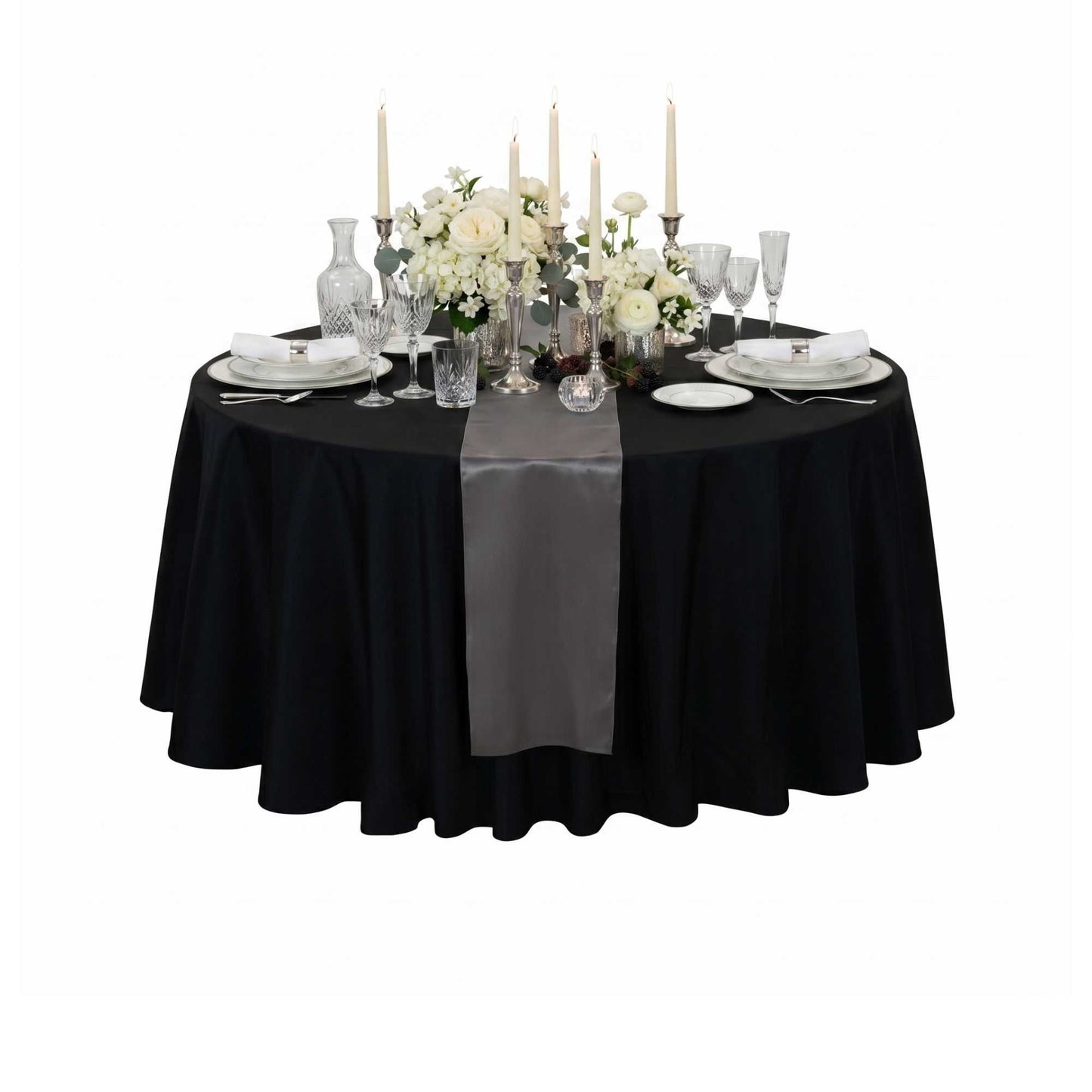 Table Tek Dark Gray Satin Table Runner - 12" x 108" - 10 count box