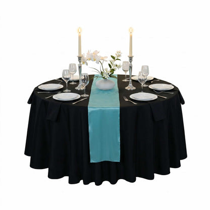 Table Tek Teal Satin Table Runner - 12" x 108" - 1 count box