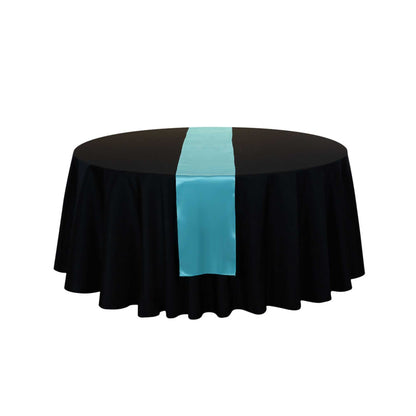 Table Tek Teal Satin Table Runner - 12" x 108" - 1 count box