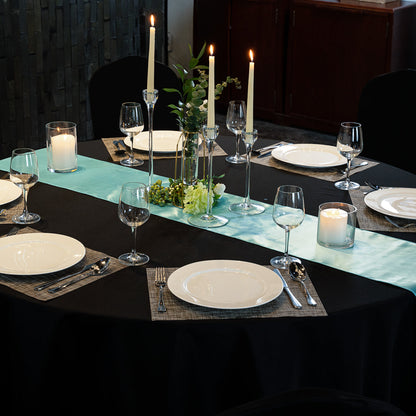 Table Tek Teal Satin Table Runner - 12" x 108" - 1 count box
