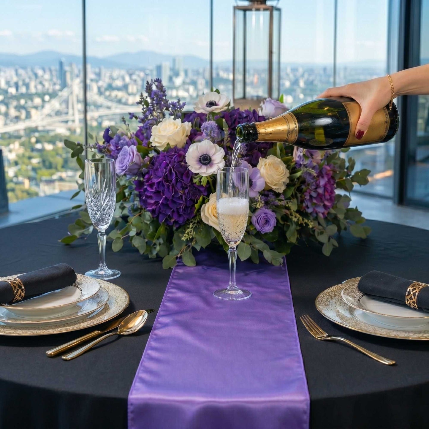Table Tek Lavender Purple Satin Table Runner - 12" x 108" - 10 count box