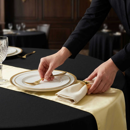 Table Tek Light Yellow Satin Table Runner - 12" x 108" - 1 count box