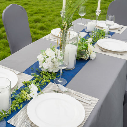 Table Tek Navy Blue Satin Table Runner - 12" x 108" - 1 count box