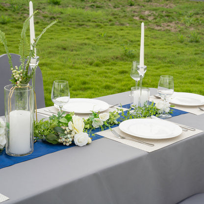 Table Tek Navy Blue Satin Table Runner - 12" x 108" - 1 count box