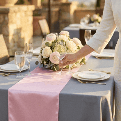 Table Tek Light Pink Satin Table Runner - 12" x 108" - 1 count box