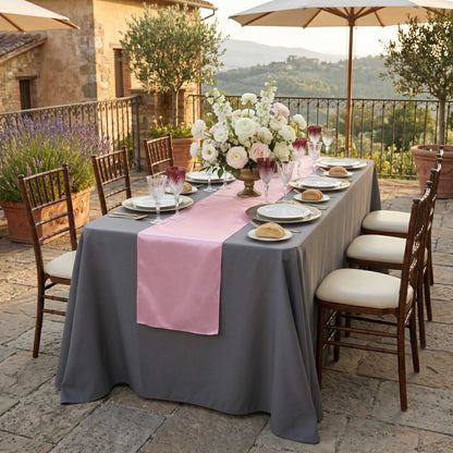 Table Tek Light Pink Satin Table Runner - 12" x 108" - 10 count box