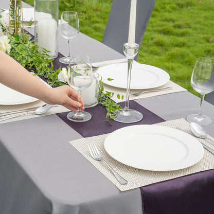 Table Tek Dark Purple Satin Table Runner - 12" x 108" - 1 count box