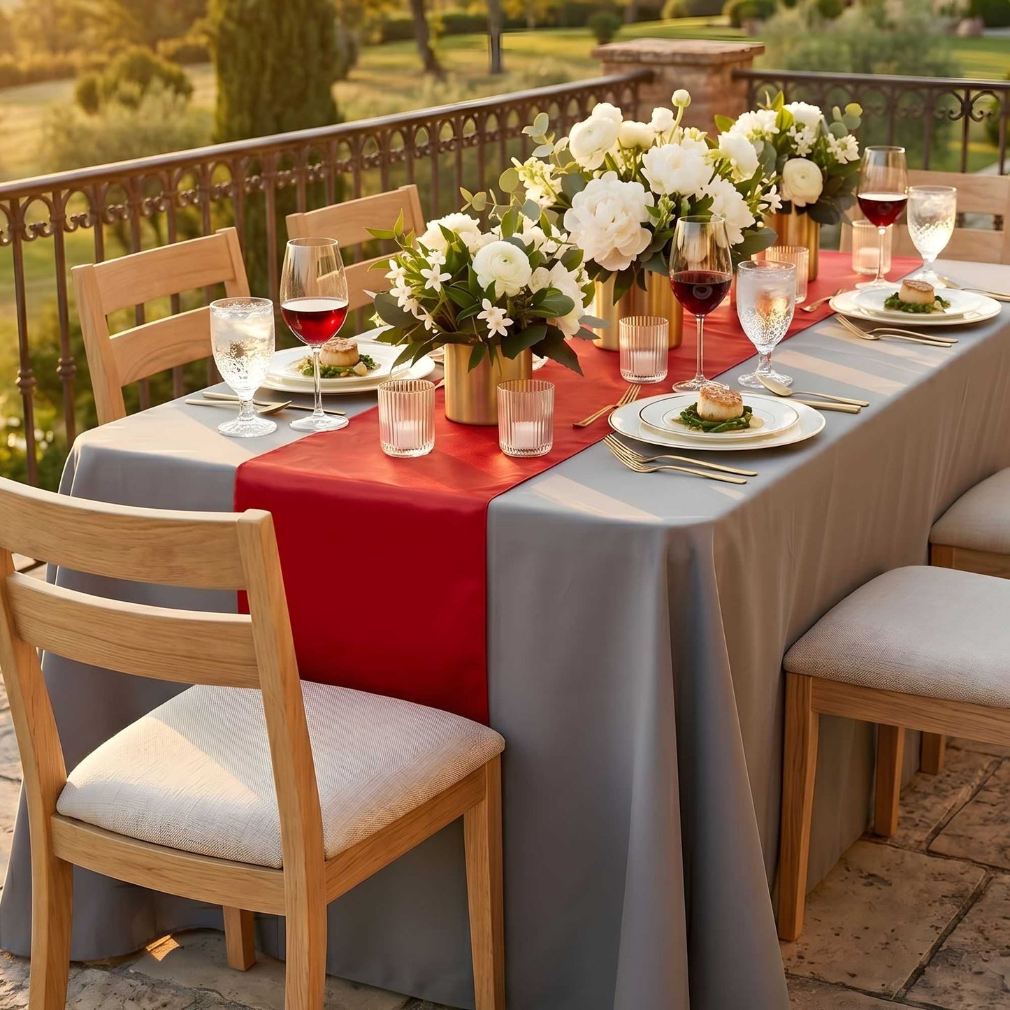 Table Tek Red Satin Table Runner - 12" x 108" - 10 count box