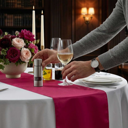 Table Tek Dark Pink Satin Table Runner - 12" x 108" - 1 count box