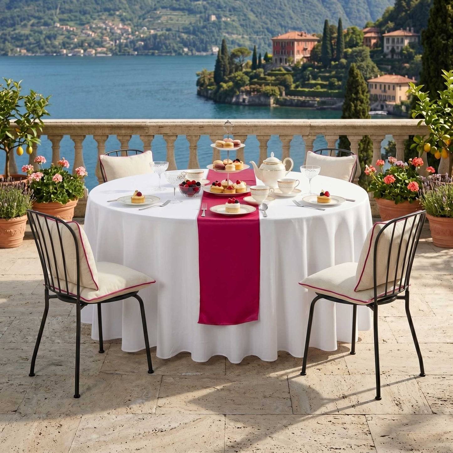Table Tek Dark Pink Satin Table Runner - 12" x 108" - 10 count box