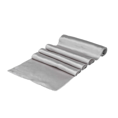 Table Tek Silver Satin Table Runner - 12" x 108" - 1 count box