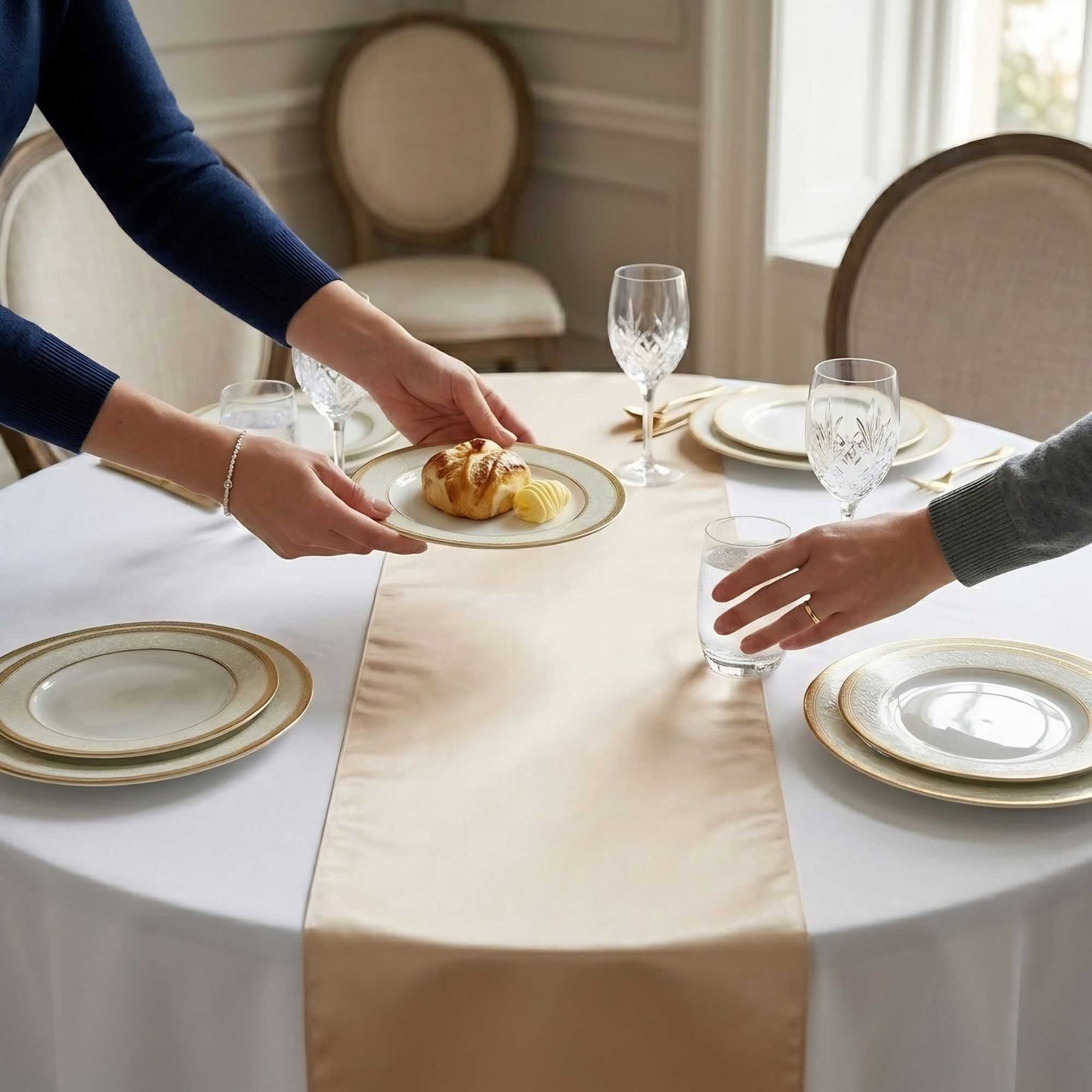 Table Tek Sand Satin Table Runner - 12" x 108" - 10 count box