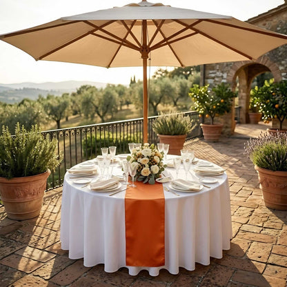 Table Tek Tangerine Orange Satin Table Runner - 12" x 108" - 1 count box