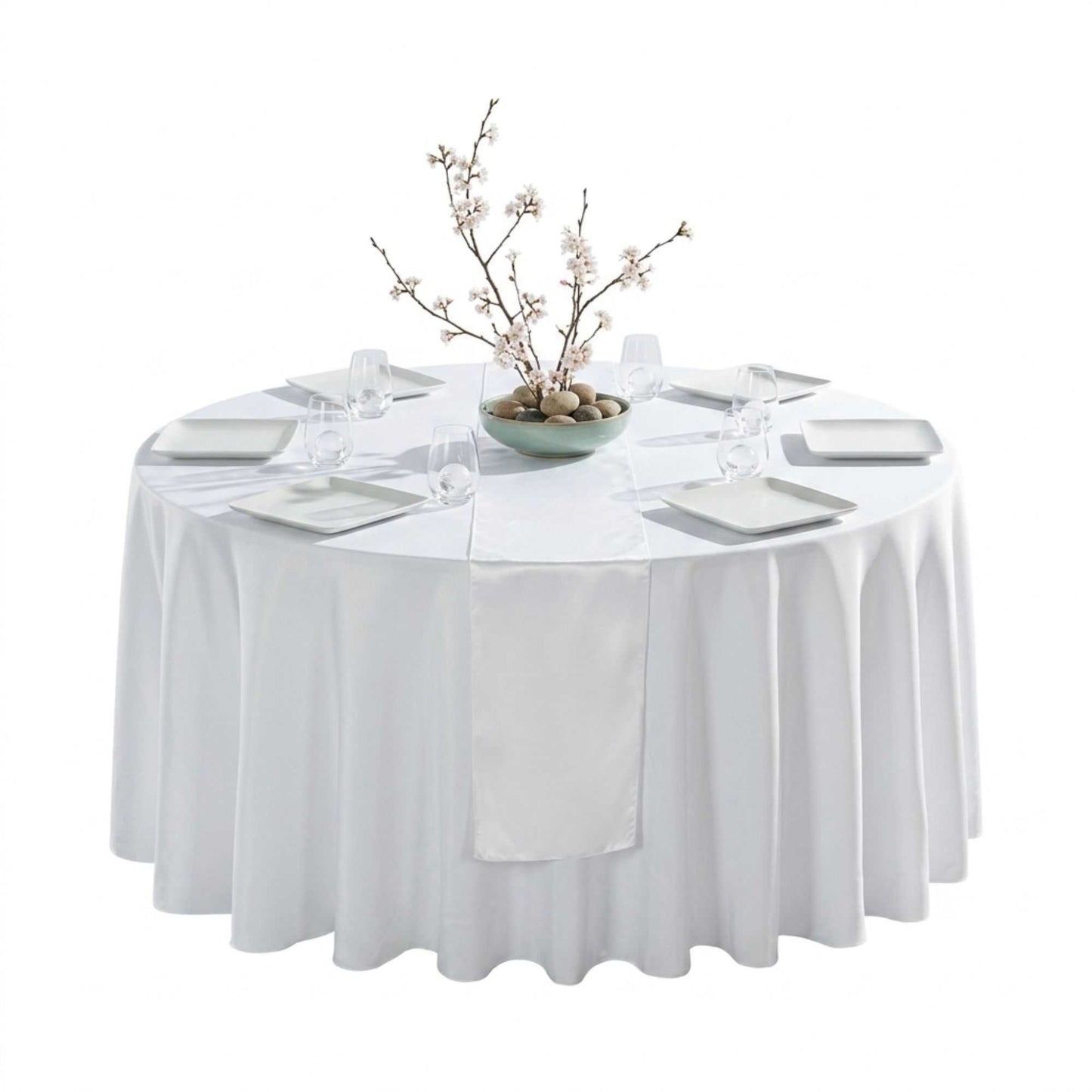 Table Tek White Satin Table Runner - 12" x 108" - 1 count box