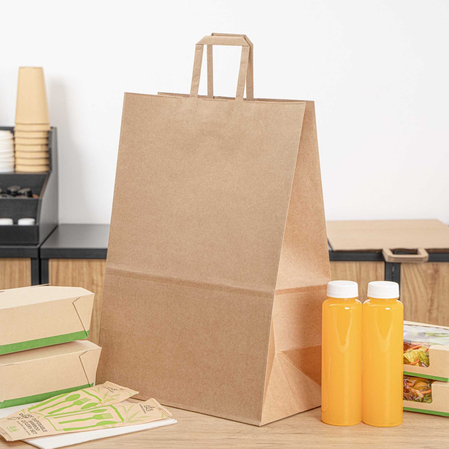 Bag Tek Kraft Paper Retail Bag - with Handles - 12" x 7" x 17" - 100 count box