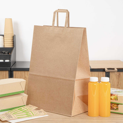Bag Tek Kraft Paper Retail Bag - with Handles - 12" x 7" x 17" - 100 count box