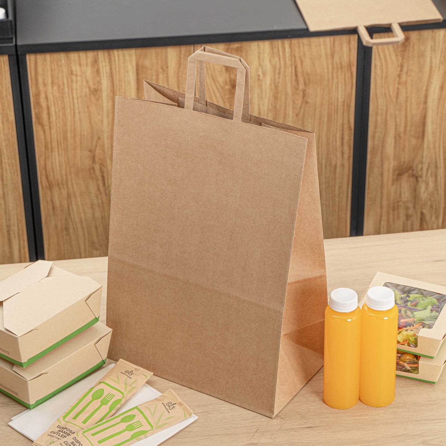 Bag Tek Kraft Paper Retail Bag - with Handles - 12" x 7" x 17" - 100 count box