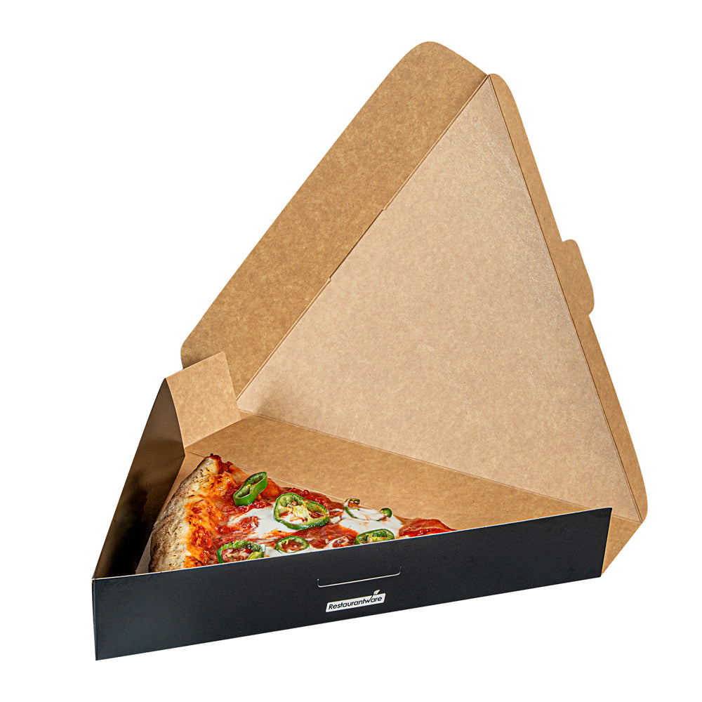 Eco Pie Black Paper Pizza Slice Box - Clamshell - 9 1/4" x 10 1/4" x 1 3/4" - 100 count box
