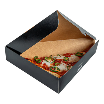 Eco Pie Black Paper Pizza Slice Box - Clamshell - 9 1/4" x 10 1/4" x 1 3/4" - 100 count box