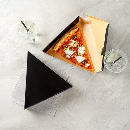 Eco Pie Black Paper Pizza Slice Box - Clamshell - 9 1/4" x 10 1/4" x 1 3/4" - 100 count box