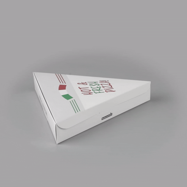 Eco Pie White Paper Pizza Slice Box - Hot & Fresh, Clamshell - 9 1/4" x 10 1/4" x 1 3/4" - 100 count box