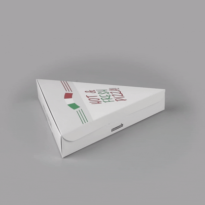 Eco Pie White Paper Pizza Slice Box - Hot & Fresh, Clamshell - 9 1/4" x 10 1/4" x 1 3/4" - 100 count box