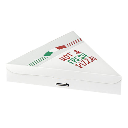 Eco Pie White Paper Pizza Slice Box - Hot & Fresh, Clamshell - 9 1/4" x 10 1/4" x 1 3/4" - 100 count box