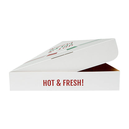 Eco Pie White Paper Pizza Slice Box - Hot & Fresh, Clamshell - 9 1/4" x 10 1/4" x 1 3/4" - 100 count box