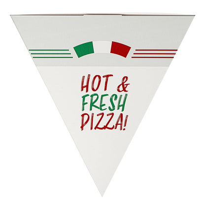 Eco Pie White Paper Pizza Slice Box - Hot & Fresh, Clamshell - 9 1/4" x 10 1/4" x 1 3/4" - 100 count box