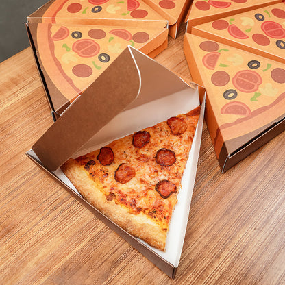 Eco Pie Kraft Paper Pizza Slice Box - Clamshell - 9 1/4" x 10 1/4" x 1 3/4" - 100 count box