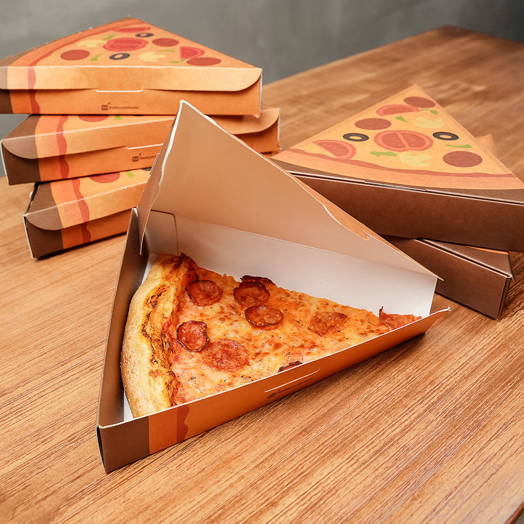 Eco Pie Kraft Paper Pizza Slice Box - Clamshell - 9 1/4" x 10 1/4" x 1 3/4" - 100 count box