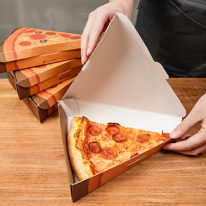 Eco Pie Kraft Paper Pizza Slice Box - Clamshell - 9 1/4" x 10 1/4" x 1 3/4" - 100 count box