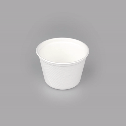 Pulp Tek 5 oz Round White Sugarcane / Bagasse Cup - 3" x 3" x 2" - 100 count box