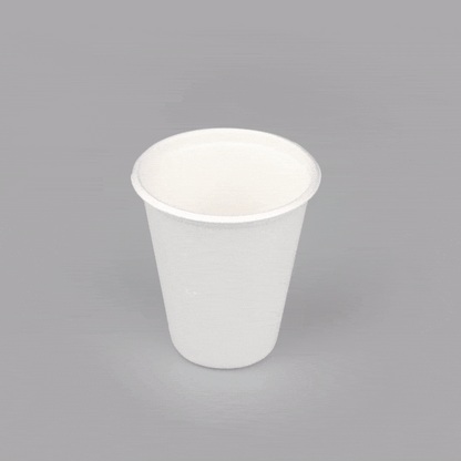 Pulp Tek 8 oz Round White Sugarcane / Bagasse Cup - 3 1/4" x 3 1/4" x 3 1/2" - 100 count box