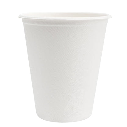 Pulp Tek 8 oz Round White Sugarcane / Bagasse Cup - 3 1/4" x 3 1/4" x 3 1/2" - 100 count box