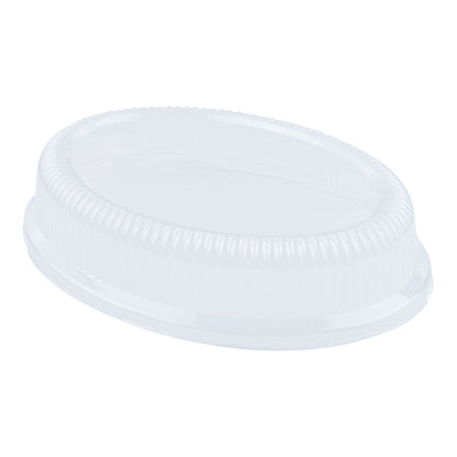 Pulp Safe Oval Clear Plastic Ripple Dome Lid - Fits Sugarcane / Bagasse Plate - 100 count box