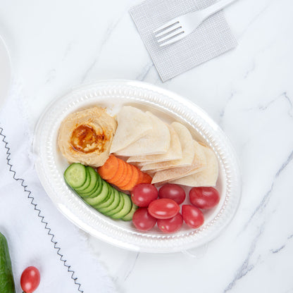 Pulp Safe Oval Clear Plastic Ripple Dome Lid - Fits Sugarcane / Bagasse Plate - 100 count box